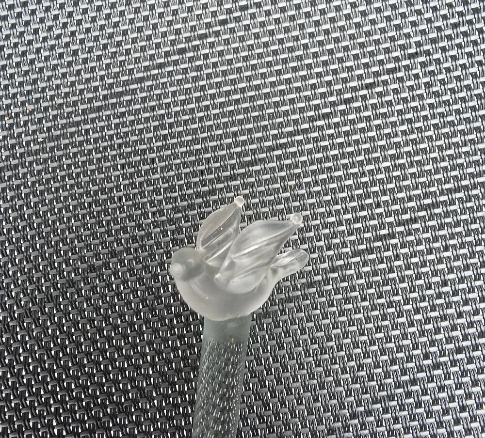 6 Vintage Glass Swizzle Sticks Set Frosted Bird Cocktail Drink Stirrers In Box